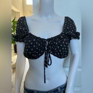 Papaya Black and White Patterned Crop Top
